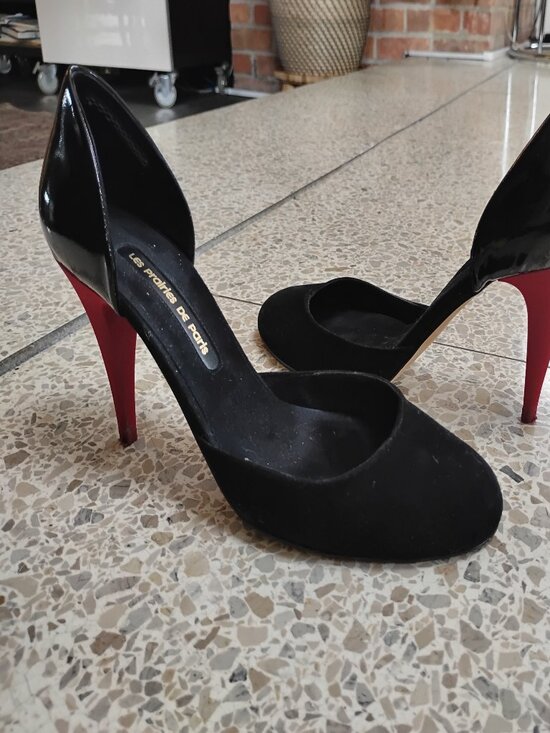 Les Prairies de Paris Shoes - Les Prairies de Paris black d'orsey pump red heel size 39 = US 8.5 or 9
